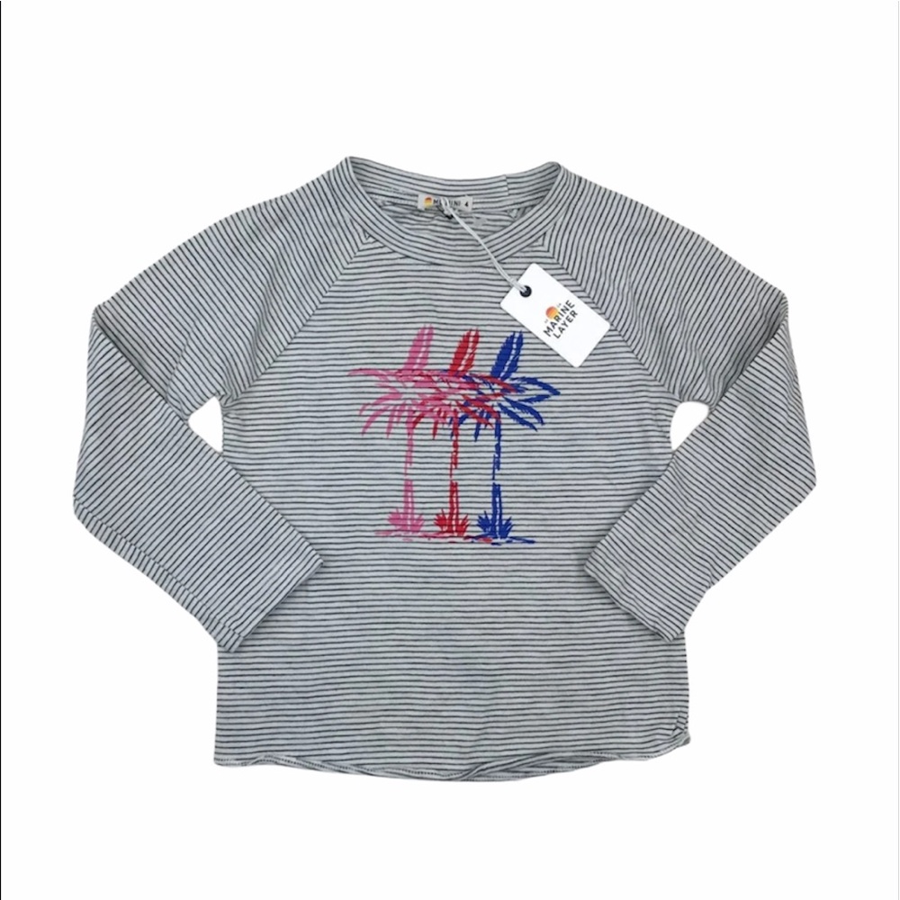 Marine Layer Pin Stripe & Palm Tree Top
